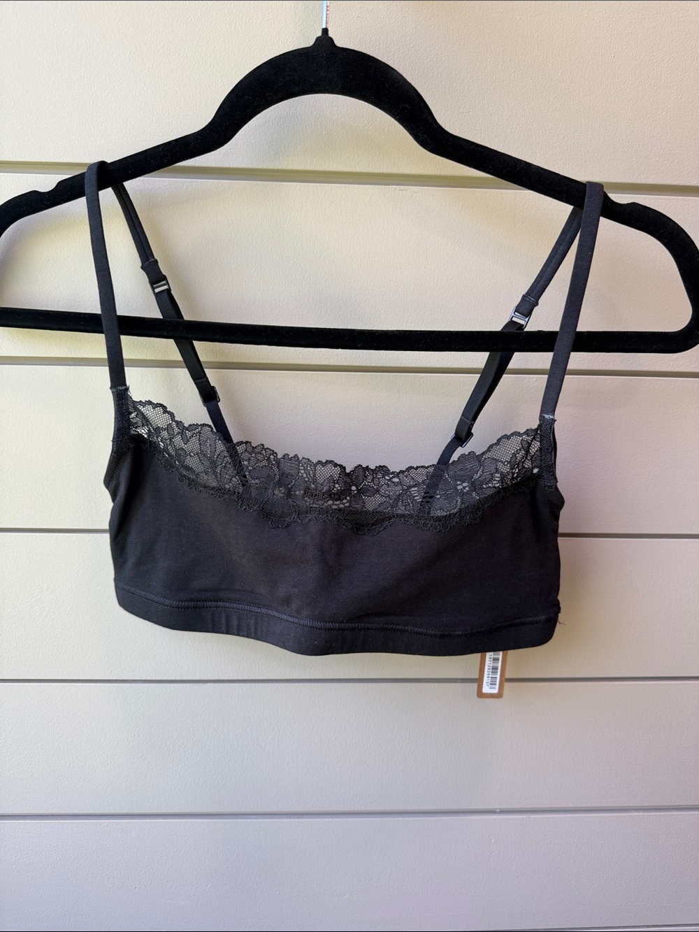 Skims Cotton Lace Scoop Bralette - Black